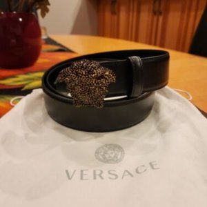 VERSACE MEN'S LA MEDUSA CRYSTAL BELT SIZE EU130